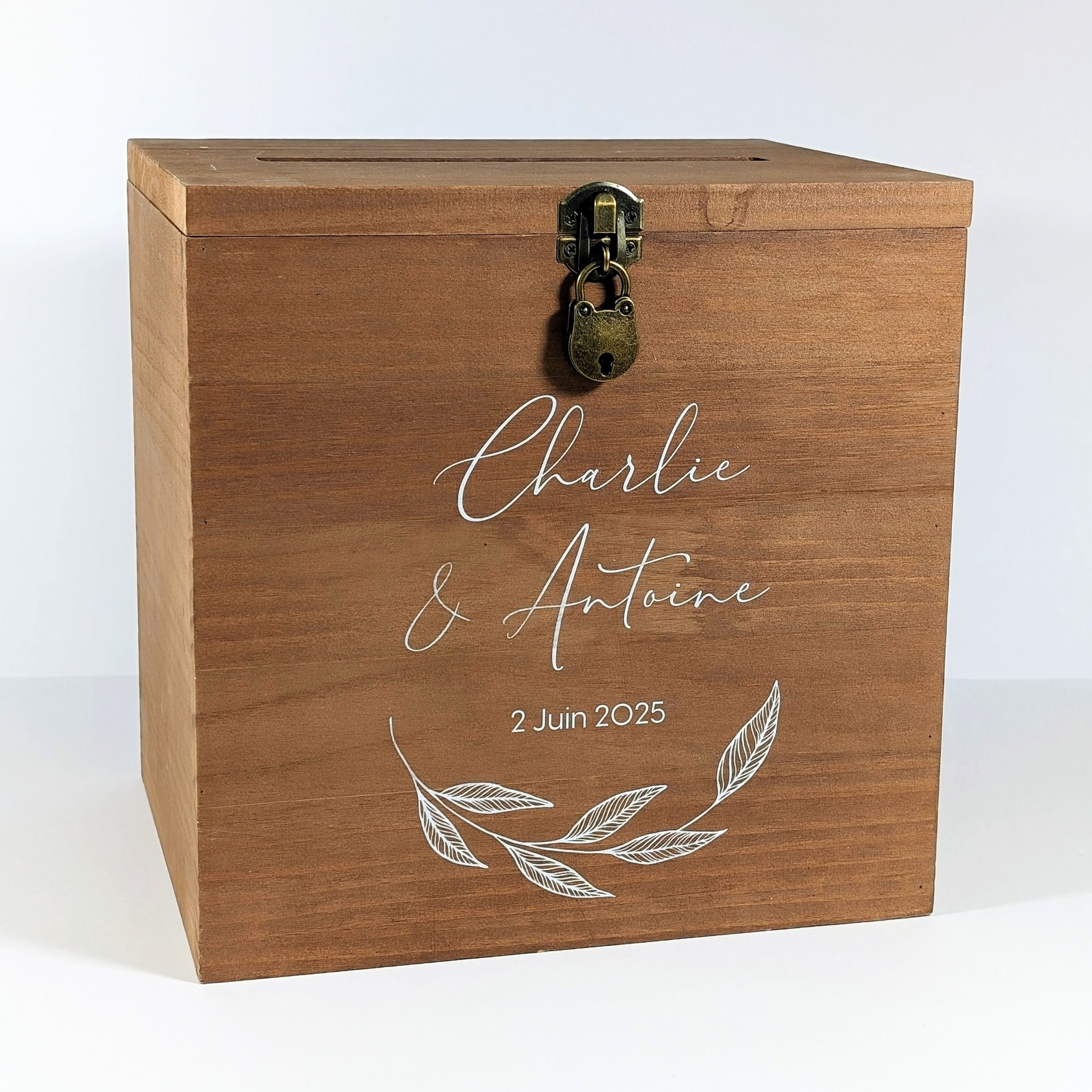 Urne Personnalisée 20x20x20 Cm – Cagnotte Mariage Anniversaire Baptême Communion Made In France